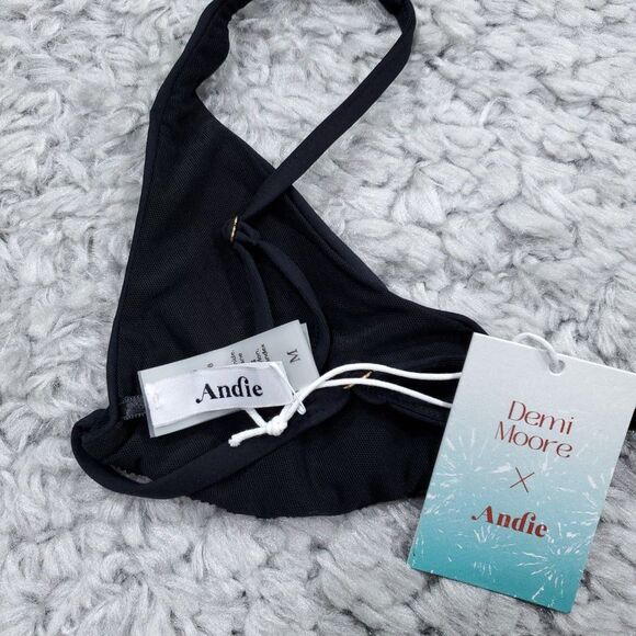 Andie Swim x Demi Moore The Tropez Triangle Bikini Top Size Medium Black - Picture 5 of 7